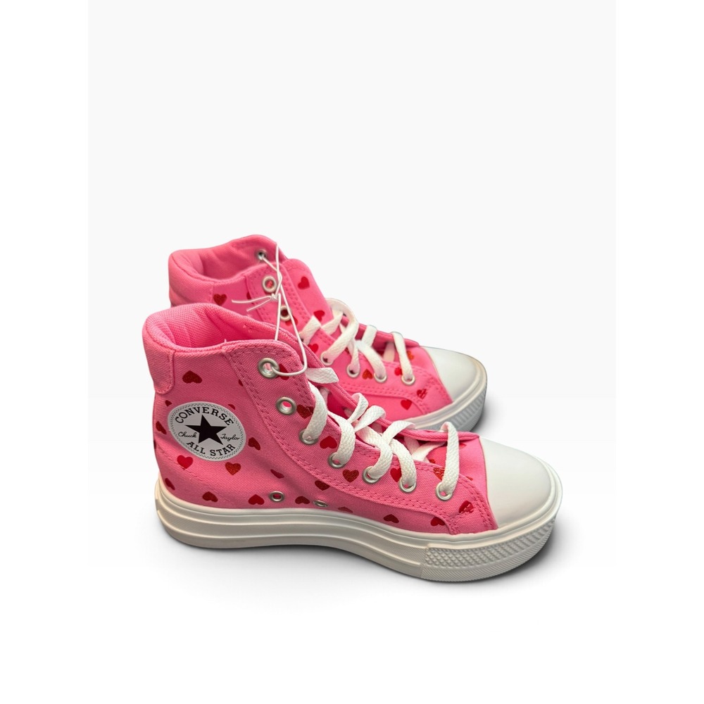 Converse Chuck Taylor All Star Day One Platform Hi Pink Red Heart Kid Size 2 NEW